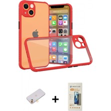 Marsilyan™- iPhone 13 Mini Kılıf Nova Asil Özel Seri - Siyah 6d Mat Seramik Hayalet Nano Ekran Koruyucu + Turuncu Renkli Kamera Lens Koruma Cam