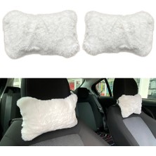 Ronanna Yumuşak Peluşlu Ortopedik Araba Seyahat Boyun Yastığı 2&AMP;#39LI Beyaz