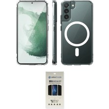 TKÇ  Galaxy S22 Plus Kılıf Ahenk Yansıma Prime - Siyah 5d Hayalet Cam Ekran Koruyucu