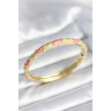 Ronanna Yeşil Krem Renk Detaylı Mineli Kelepçe