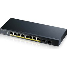 Ronanna Zyxel GS1100-10HP, 8 Port, Gigabit, Poe 130W, 2 Port Gigabit Sfp, Yönetilemez, Masaüstü Switch