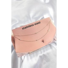 Ronanna 316L Çelik Zirkon Taşlı Damla Model Gold Renk Göbek Bel Zinciri