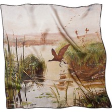 Silqoora %100 Ipek Bandana Fular Art Collection (55X55 Cm)-Józef Chełmoński (Kuşlar)