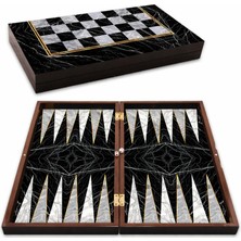 Tuffy's Star Tavla Platin Mermer Büyük Boy 12 mm Mdf Kasa, Parlak Selefon Kaplama, Çizilmeye Karşı Dirençli Coex Kaplama Mıknatıslı Kapama Şık ve Kaliteli Sağlam Lüks Profesyonel Ahşap Tavla Takımı Mıknatıslı