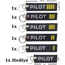 Havacı Market Pilot Anahtarlık Seti (6’lı) | Çift Taraflı Dokuma & Sırmalı Havacılık Seti + Hediye