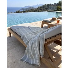 Monochrome Müslin Banyo ve Plaj Havlusu Peştemal-% 100 Pamuklu 4 Kat (100 cm x 190 Cm) Ekru- Yeşil Çizgili