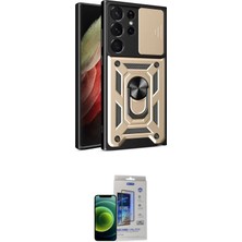 İlkyaz Fashion Ieg™ Galaxy S23 Ultra Kılıf Ahenk Klasik - Siyah Durable Full Glue Curved Cam