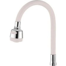 İlkyaz Fashion Renkli Silikonlu Oynar Başlıklı 2 Fonksiyonlu Spiral Musluk Başlığı - Beyaz