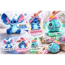 Ziventa Stitch Peluş Uyku Arkadaşı Sevimli Ayı Oyuncak Fermuarlı Açılır Şapkalı - Sevgili Hediyelik