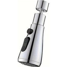 İlkyaz Fashion 360 Derece Dönebilen- 3 Mod  Krom Yağmur Püskürtme Borulu Kubar Musluk Ucu