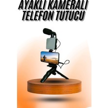 Telefon Tutucu Mini Mikrofonlu Tripod Vlog Çekim Video