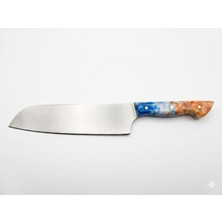 Gcknıves | Özel Tasarım Epoksi Saplı Santoku Şef Bıçağı - 19 cm