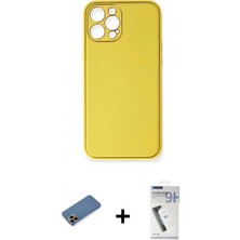 Marsilyan™- iPhone 12 Pro Kılıf Yadigar Klasik - Şeffaf Uv Polymer Nano Ekran Koruyucu + Gold Shine Kamera Lens Koruma Cam