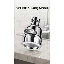 Ronanna Krom 3 Fonksiyonlu Döner Su Tasarruflu Musluk Başlığı Mutfak ve Banyo