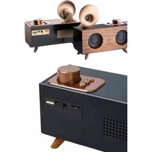 Ronanna Bluetooth Nostalji Speaker Radyo Gramofon Ahşap Renk Vintage