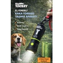 Happy Toozey Köpek Dışkı Poşeti Taşıma Aparatı El Fenerli Kokulu Poşet Hazneli 3’ü 1 Arada Pet Atık Toplama Aparatı