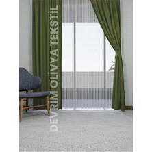 Taç Yeşil Blackout Işık Geçirmez Kornişli Karartma Saten Perde Lüks Fon Perde Antrasit Düz Dikim