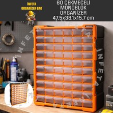İnfeta 60 Çekmeceli Mega Boy Monoblok Organizer Hobi Seti Vida Çivi Malzeme Kutusu Takım Çantası