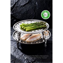 2'li Set Inox Çelik Ayaklı Buharlı Pişirme Aparatı - 24+28 cm Çok Amaçlı Tencere Içi Haşlama Stand