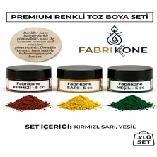 Fabrikone 3'lü Set Premium Toz Mum Boyası Hobi Seti - 5 cc (Kırmızı, Sarı, Yeşil) BKFAB3KSRY5G