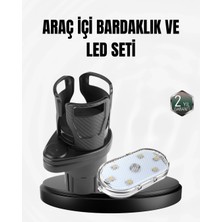 Nemere Araç Içi Düzen ve Ambiyans Seti Çift Bardak Tutucu + LED Işık