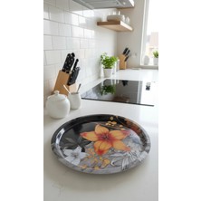 Nishev.com Evini Sev Premium 35 cm Dekoratif Metal Yuvarlak Tepsi – Özel Tasarım