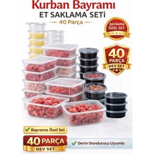 Ucco Kurban Bayramı 40 Parça Et Saklama Kabı Seti Kıyma Köfte Kavurma Buzluk Derin Dondurucu Kabı