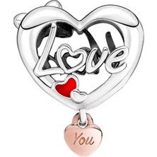 Fubena Mom ve Love Yazılı Kalp Charm
