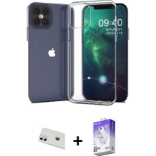 Marsilyan™- iPhone 12 Kılıf Zirve Doku - Siyah Bilvis 5in1 3D Magic Cam Ekran Koruyucu + Mor Rainbow Kamera Lens Koruma Cam