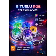 Eneci Rgb LED Işıklı 5 Tuşlu Stres Çarklı Stres Giderici Klavye Oyuncak Anahtarlık