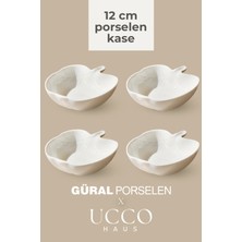 Ucco 4 Adet Porselen Kase Çerezlik Kahvaltılık Meyve Tabağı Tatlı Sunum Tabağı 12 cm Kahvaltılık Tabak