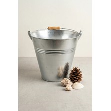 Desen Dekorasyon Metal Dekoratif Kova 10 Litre - 28 cm Çok Amaçlı Saplı Galvaniz Saksılık ve Düzenleyici