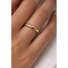 Xuping Jewelry Gold 14K Zirkon Taş Detaylı Xupıng Çelik Yüzük