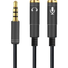 Go İthalat 1 Erkek 2 Dişi 3.5 mm Kulaklık ve Mikrofon Ayırıcı Çoklayıcı Aux Kablo (5263)