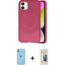 Marsilyan™- iPhone 11 Kılıf Ufuk Serisi - Siyah 6d Mat Seramik Hayalet Nano Ekran Koruyucu + Yeşil Neon Fosforlu Kamera Lens