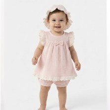 Eylo Bebe Dantel Detaylı Şapkalı 3'lü Kız Bebek Takım