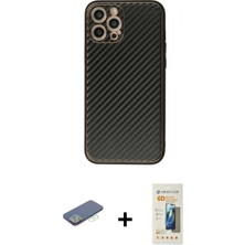 Marsilyan™- iPhone 12 Pro Max Kılıf Ahenk Işık - Siyah 6d Mat Seramik Hayalet Nano Ekran Koruyucu + Yeşil Renkli Kamera Lens Koruma Cam