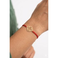 Papatya Silver 925 Ayar Gümüş Kırmızı Ipli Kök Çakra Makrome Beraberlik Bileklik.rose.gold.rodaj