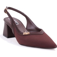 Dagoster DZA07-1296034 Kahve 7 cm Kalın Topuklu Klasik Kadın Ayakkabı