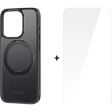 Ronanna Baseus iPhone 15 Pro Skyring Serisi Standlı Magsafe Manyetik Kılıf + Tempered Ekran Koruyucu SET-(5775)