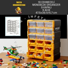 İnfeta 18 Çekmeceli Büyük Boy Monoblok Organizer Hobi Seti Vida Çivi Malzeme Kutusu Takım Çantası