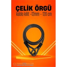 Ronanna Turk Çelik Örgü Kablo Kilit 12MM 120 cm Bisiklet Kilidi Motosiklet Kilidi Eşya Garaj Kilidi