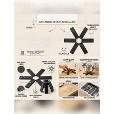 MAİN SHOP 3 Adet Katlanabilir Siyah Nihale Kaydırmaz Silikon Isıya Dayanıklı Tencere Tava Altlığı M-021