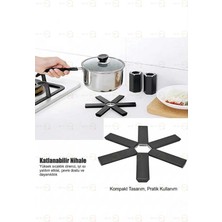 MAİN SHOP 4 Adet Nihale Katlanabilir Isıya Dayanıklı Tencere Caydanlık Nihalesi M-021