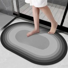 Main Shop Kaymaz Tabanlı Su Emici Abdest ,banyo ve Mutfak Paspası 58X38CM Siyah Gri Renk Yazısız Model