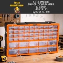 İnfeta 50 Çekmeceli Mega Boy Monoblok Organizer Hobi Seti Vida Çivi Malzeme Kutusu Takım Çantası
