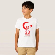Freedom 23 Nisan Çocuk Bayramı Baskılı Özel T-Shirt - Beyaz