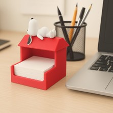 Perim3d Snoopy Temalı Notluk Standı – Kulübe Tasarımlı Masaüstü Not Kağıdı Tutucu - Kırmızı