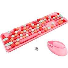 Ronanna Ally Mofi Sweet 2.4g Retro Kablosuz Q Klavye Oyuncu Klavye ve Mouse SETI-(5775)