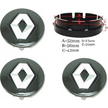 DEPAR DEP2945A Clıo Iv Jant Göbek Arması 56-52 mm Siyah 3D 403154214R (4 Adet)